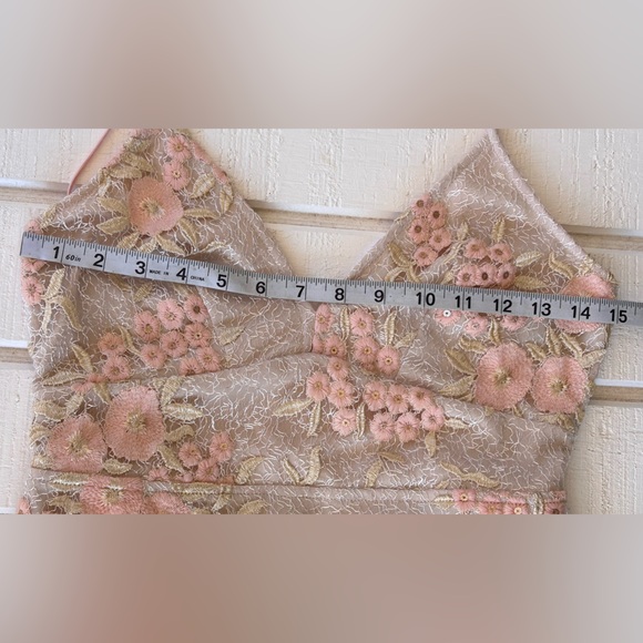 Lulus Women’s Lace Overlay Slip Dress V-Neck Lace Up‎ Back Size Small - Picture 9 of 10